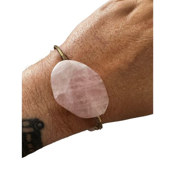 Rose Quartz Three Stone Bangle from Bourbon and Boweties - Picture 4 of 6